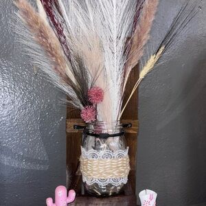 Decorative Mason Jar with Dried Flowers